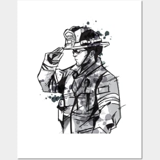 Firefighter in Watercolor Style Posters and Art